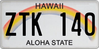 HI license plate ZTK140