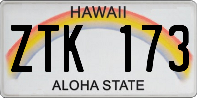 HI license plate ZTK173