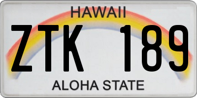 HI license plate ZTK189