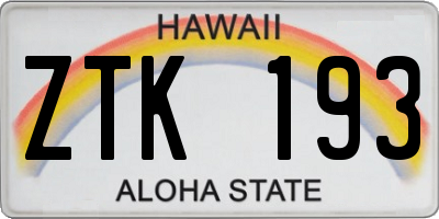 HI license plate ZTK193