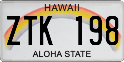 HI license plate ZTK198