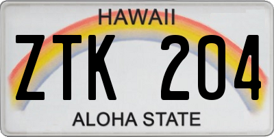 HI license plate ZTK204