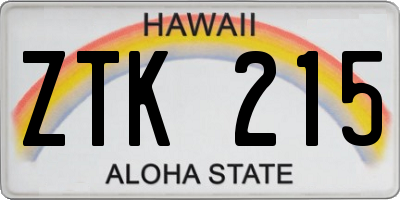HI license plate ZTK215