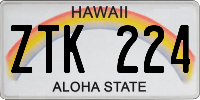 HI license plate ZTK224