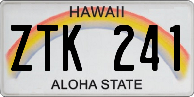 HI license plate ZTK241