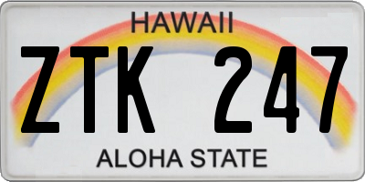 HI license plate ZTK247