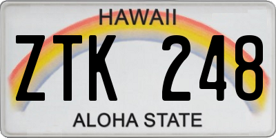 HI license plate ZTK248
