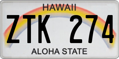 HI license plate ZTK274