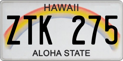 HI license plate ZTK275