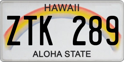 HI license plate ZTK289