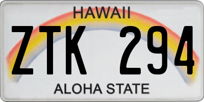 HI license plate ZTK294