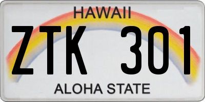 HI license plate ZTK301