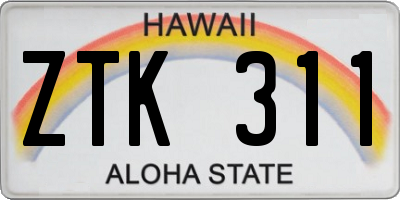 HI license plate ZTK311