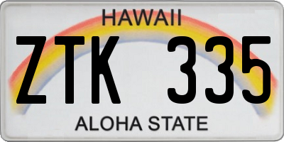 HI license plate ZTK335