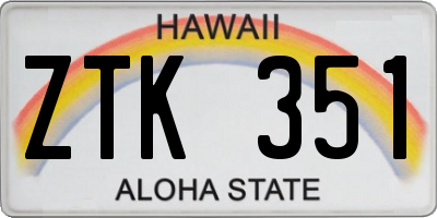 HI license plate ZTK351