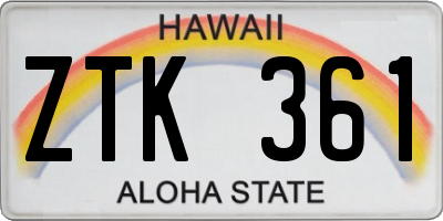 HI license plate ZTK361