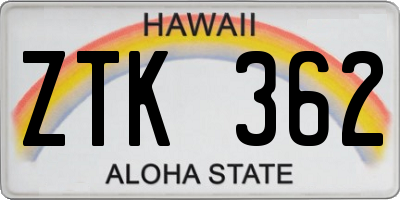 HI license plate ZTK362