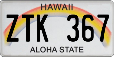 HI license plate ZTK367