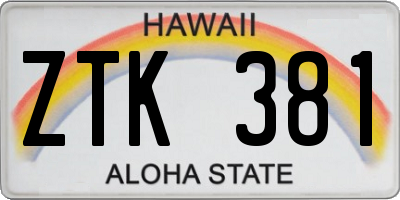 HI license plate ZTK381