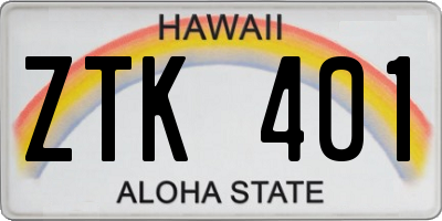 HI license plate ZTK401