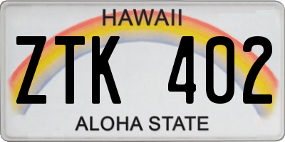 HI license plate ZTK402