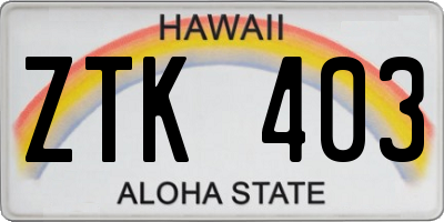 HI license plate ZTK403