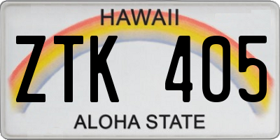 HI license plate ZTK405