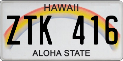 HI license plate ZTK416