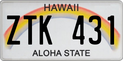 HI license plate ZTK431