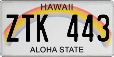 HI license plate ZTK443