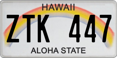 HI license plate ZTK447