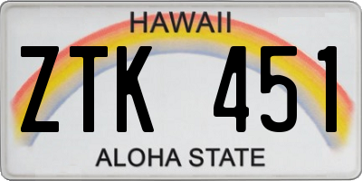 HI license plate ZTK451