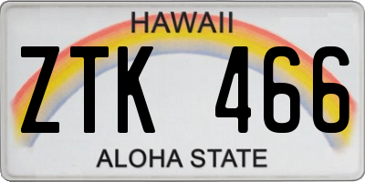 HI license plate ZTK466