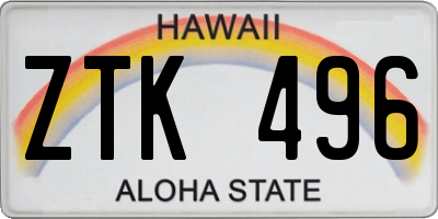 HI license plate ZTK496