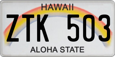 HI license plate ZTK503