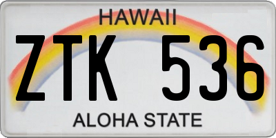 HI license plate ZTK536