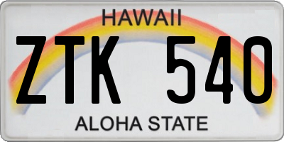 HI license plate ZTK540