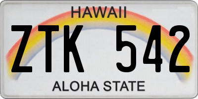 HI license plate ZTK542