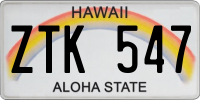 HI license plate ZTK547