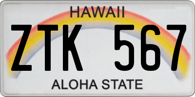 HI license plate ZTK567