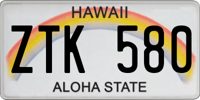 HI license plate ZTK580