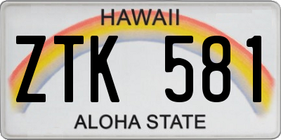 HI license plate ZTK581