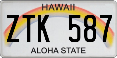 HI license plate ZTK587