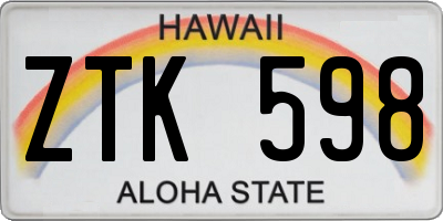 HI license plate ZTK598