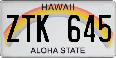 HI license plate ZTK645