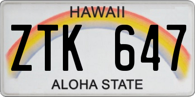 HI license plate ZTK647