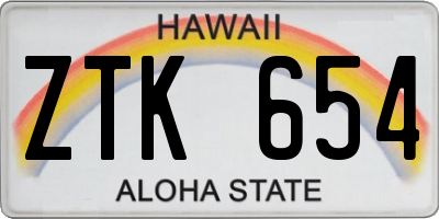 HI license plate ZTK654