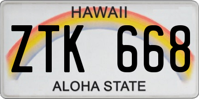 HI license plate ZTK668