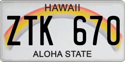 HI license plate ZTK670