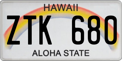 HI license plate ZTK680